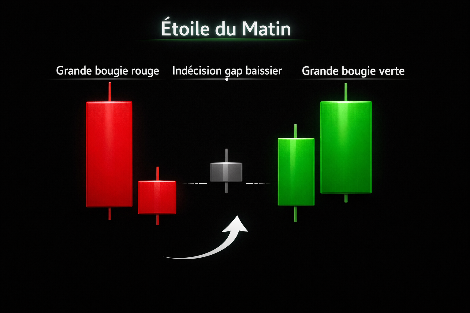 étoile du matin bougie trading pattern retournement haussier trois chandeliers japonais