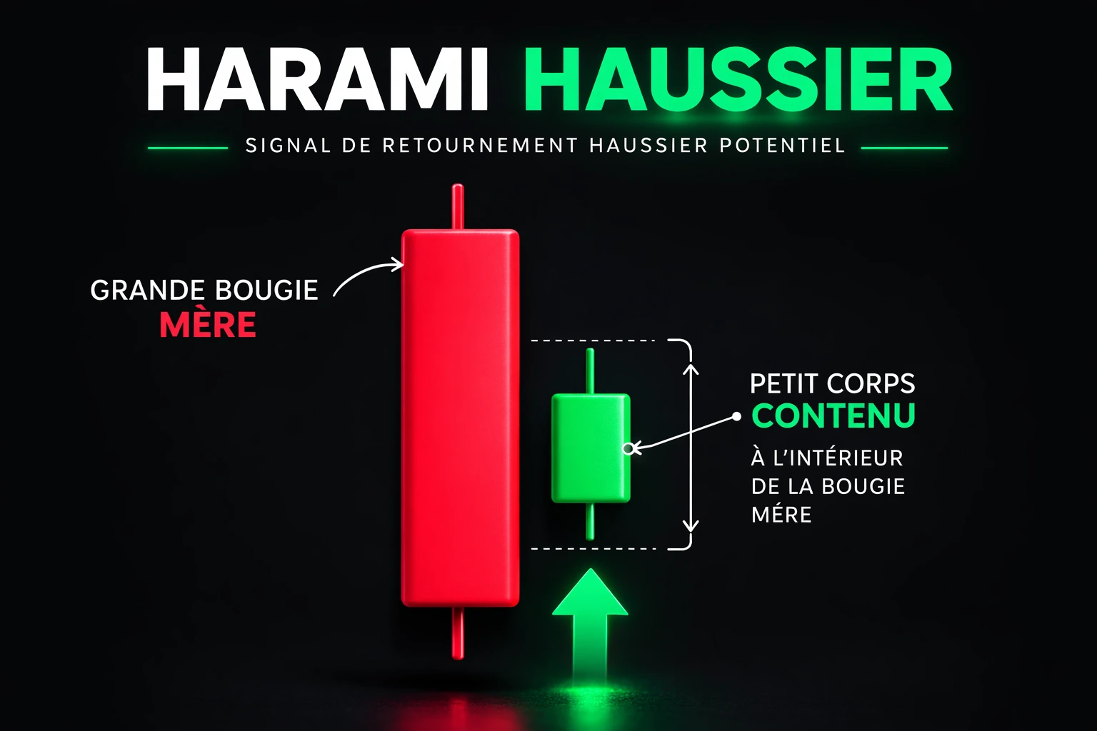 harami haussier bougie trading pattern retournement chandelier japonais corps contenu