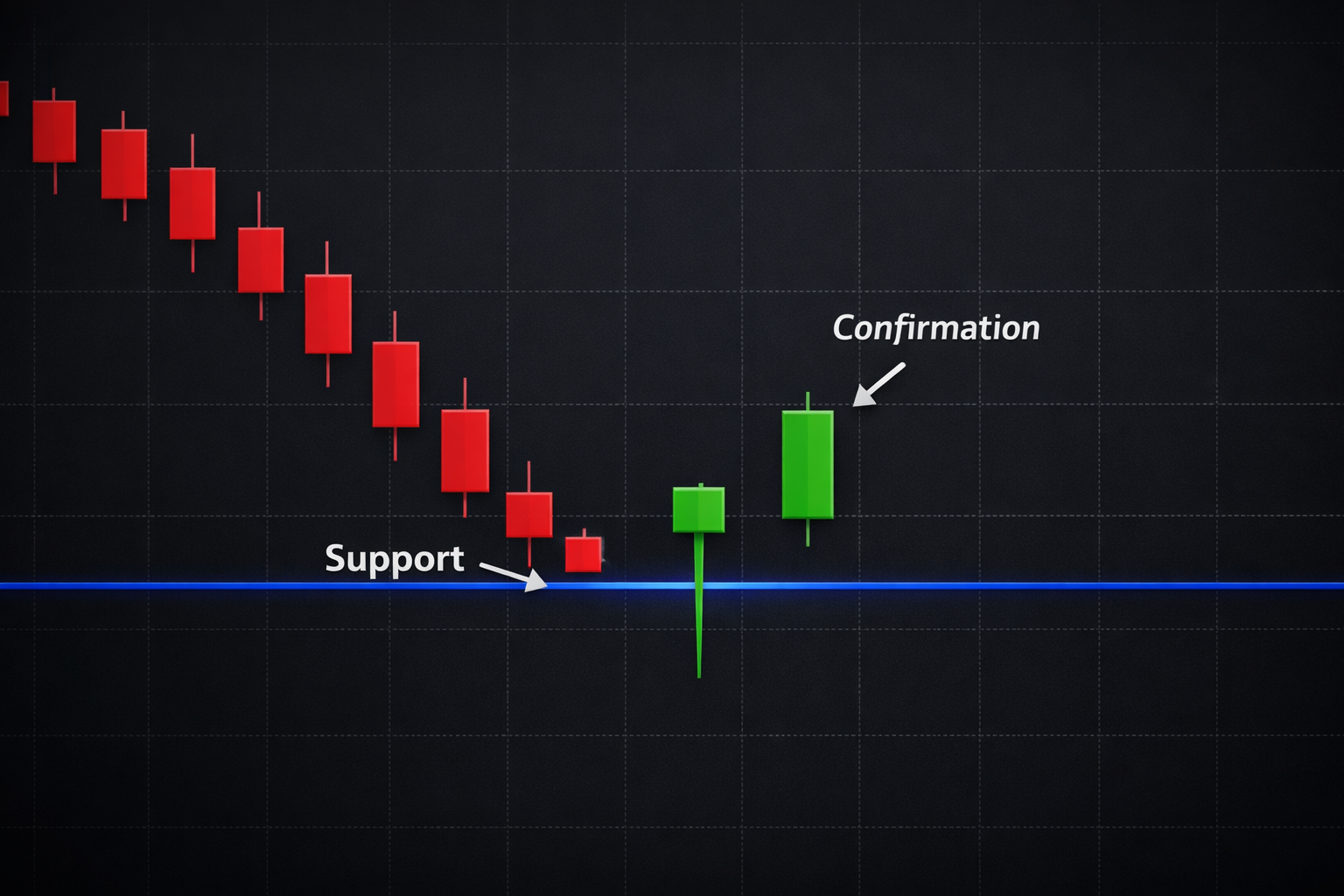 marteau bougie trading contexte support tendance baissière signal haussier confirmation