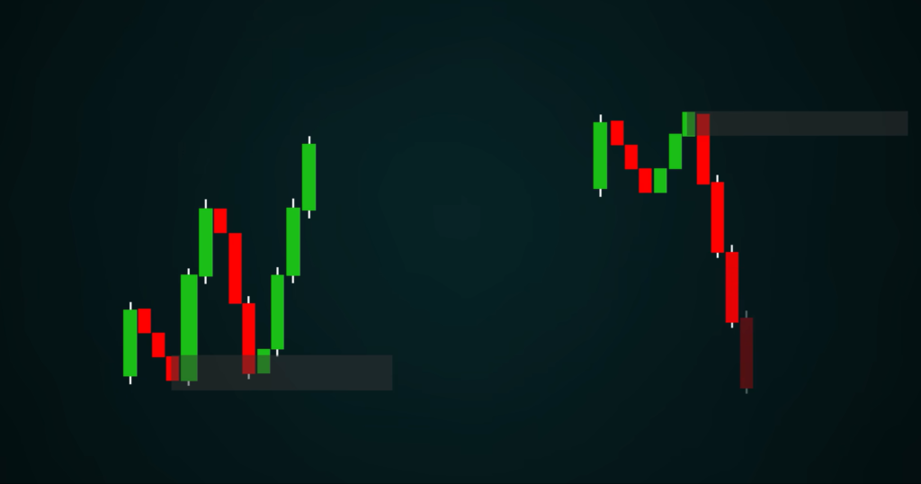 structure d'un bullish order block, d'un bearish order block et configuration d'un breaker block en trading